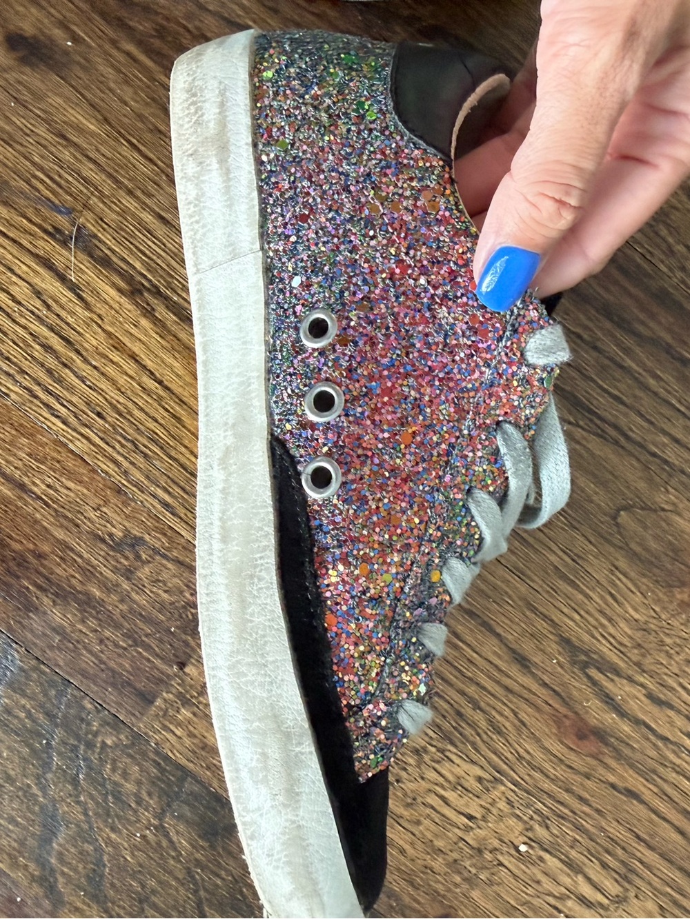 Golden Goose Holographic Glitter Sneakers with Blue Star Sz 35 - Picture 9 of 12